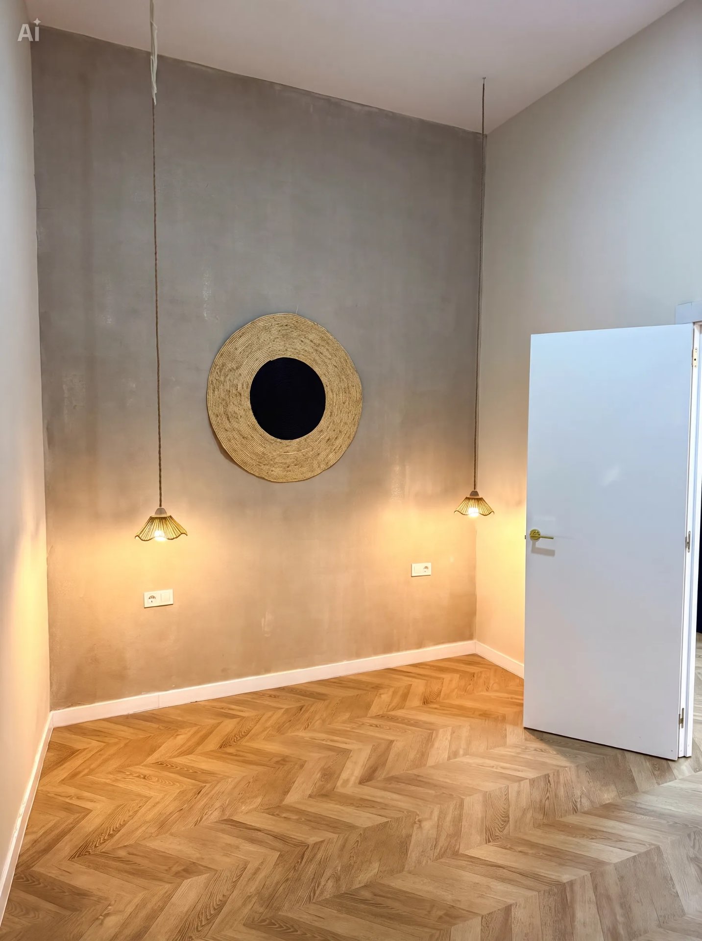 Detalle de la habitación con iluminación decorativa